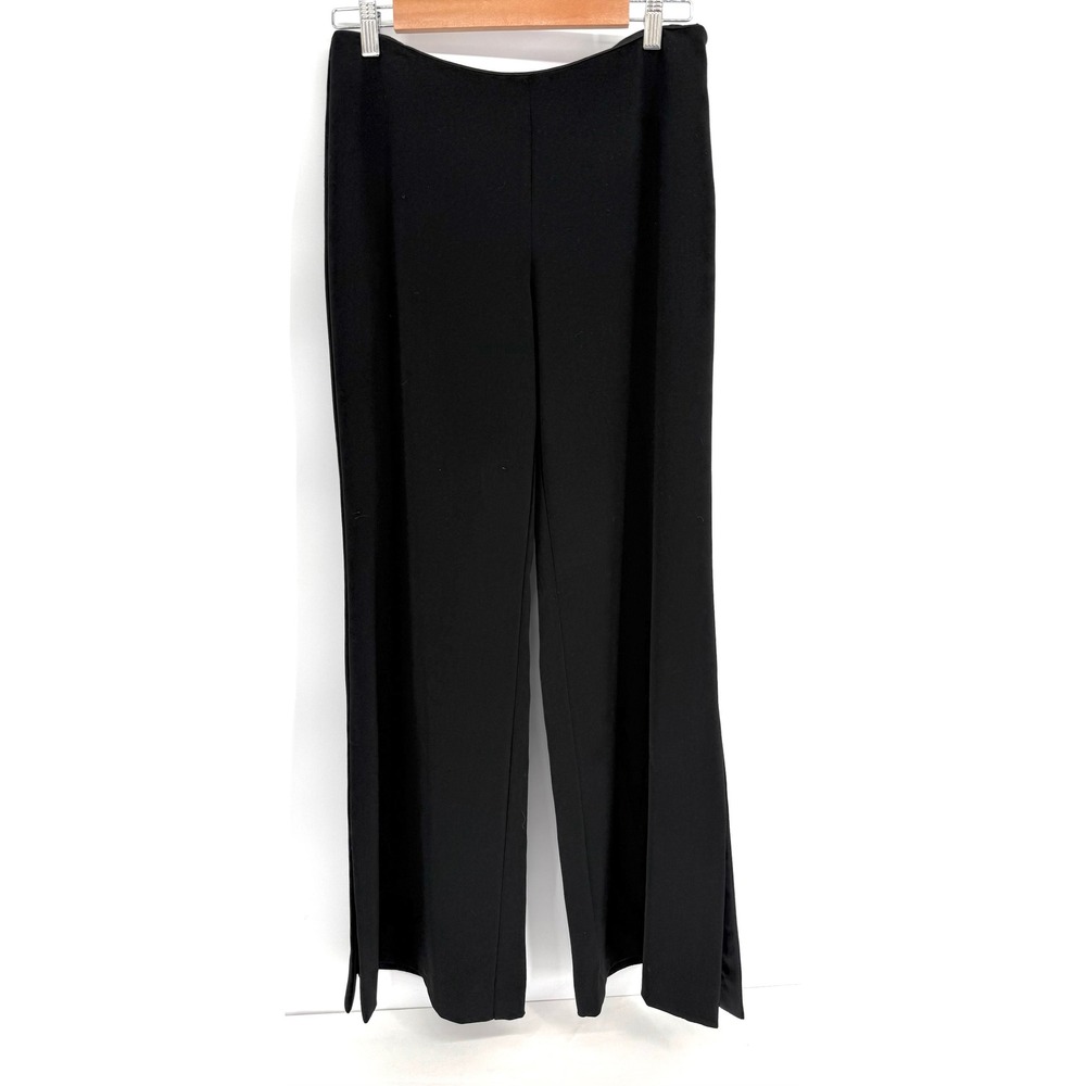 White House Black Market Womens Black Wide Leg Dress Pants Side Slit Sz 6